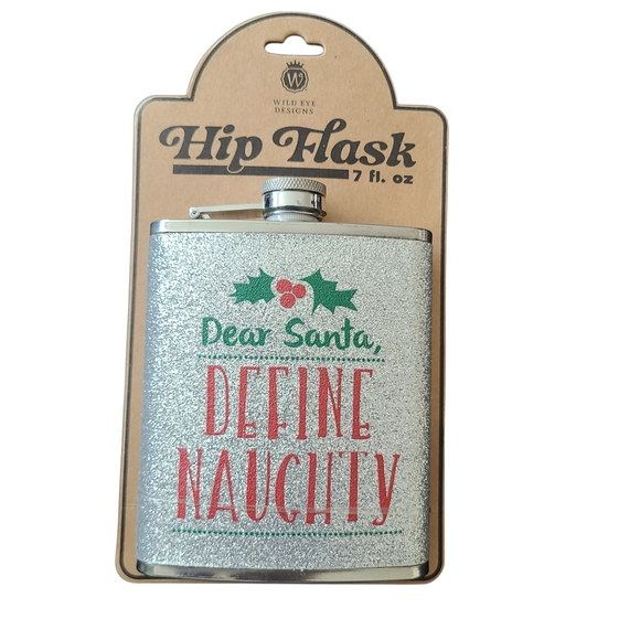 NWOT | WILD EYE DESIGNS | HIP FLASK | DEAR SANTA, DEFINE NAUGHTY |  70Z - Picture 2 of 7